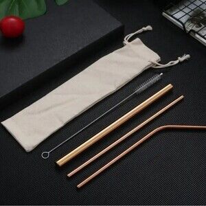 4pcs Stainless Steel Straw, Color Metal Drink Cocktail Milk Tea Straw, bag